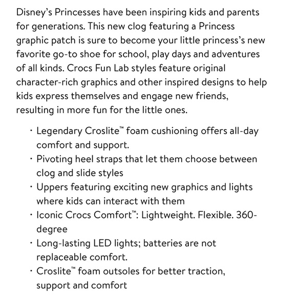 Crocs Fun Lab Disney Princess Light Up Size J2 - Picture 15 of 16